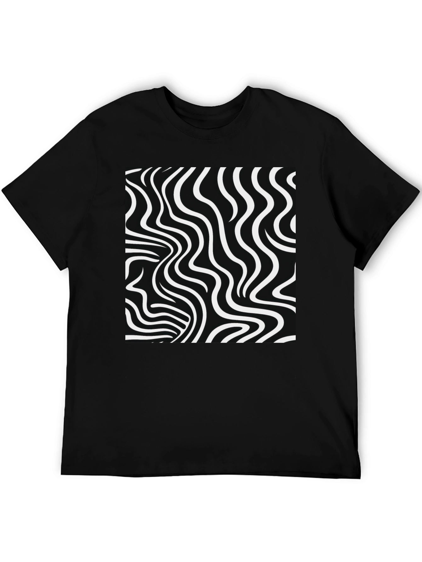 Optical Illusion Tee - Black & White Wavy Lines