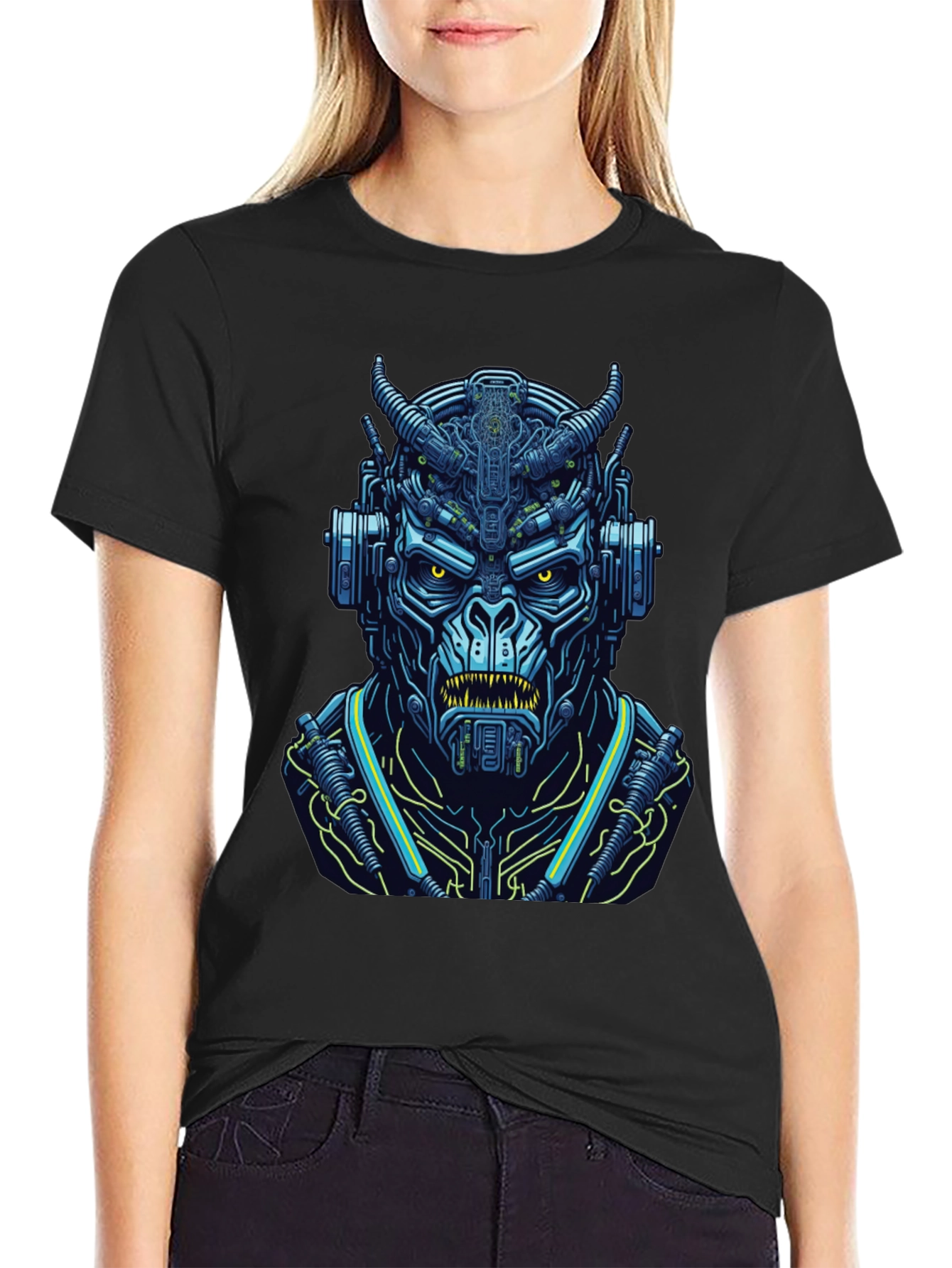 Cyberpunk Demon T-Shirt: Futuristic Fiend Design