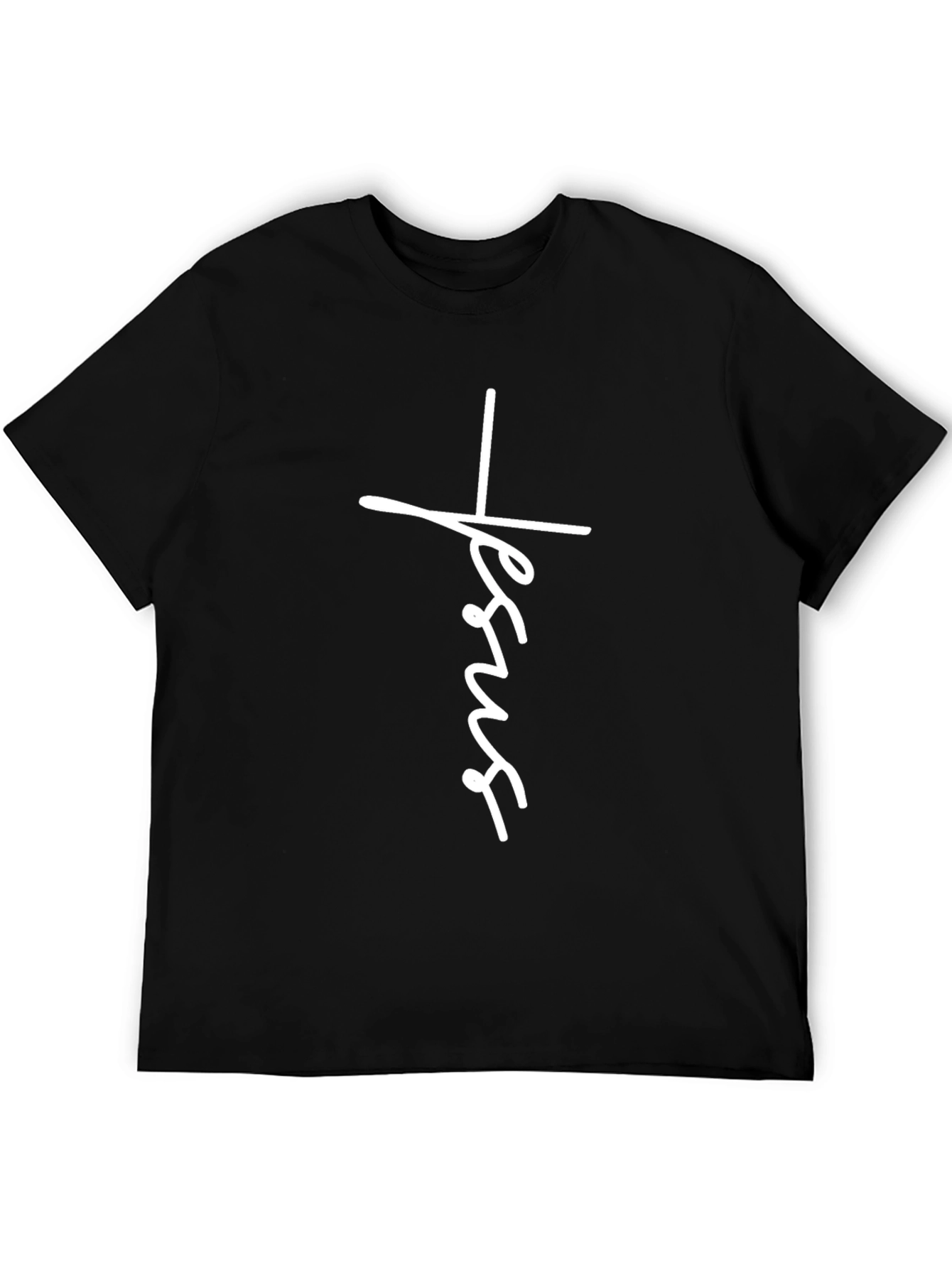 Jesus Cross Graphic Black Tee Shirt