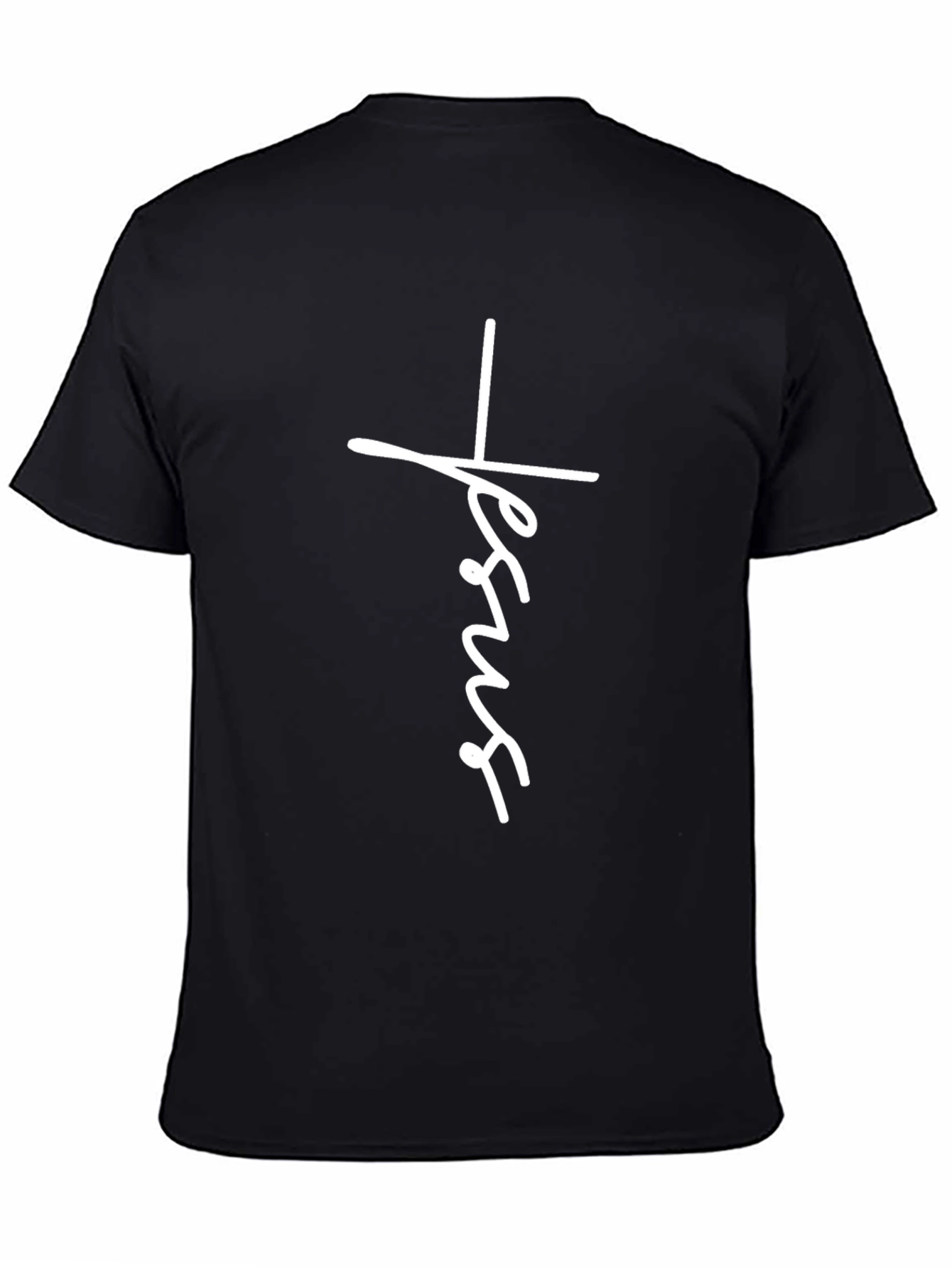 Jesus Cross Graphic Black Tee Shirt