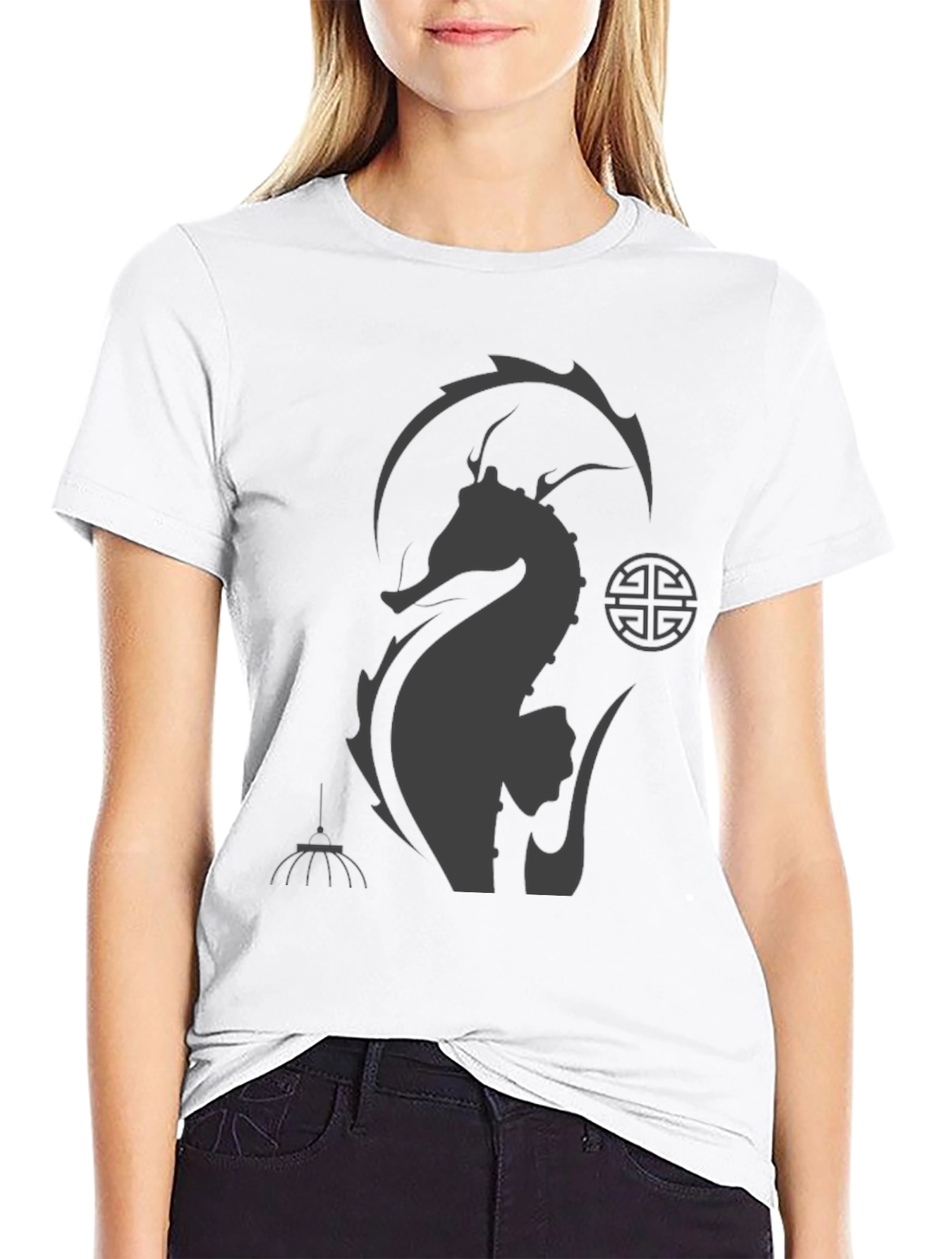 Black Seahorse Graphic Tee