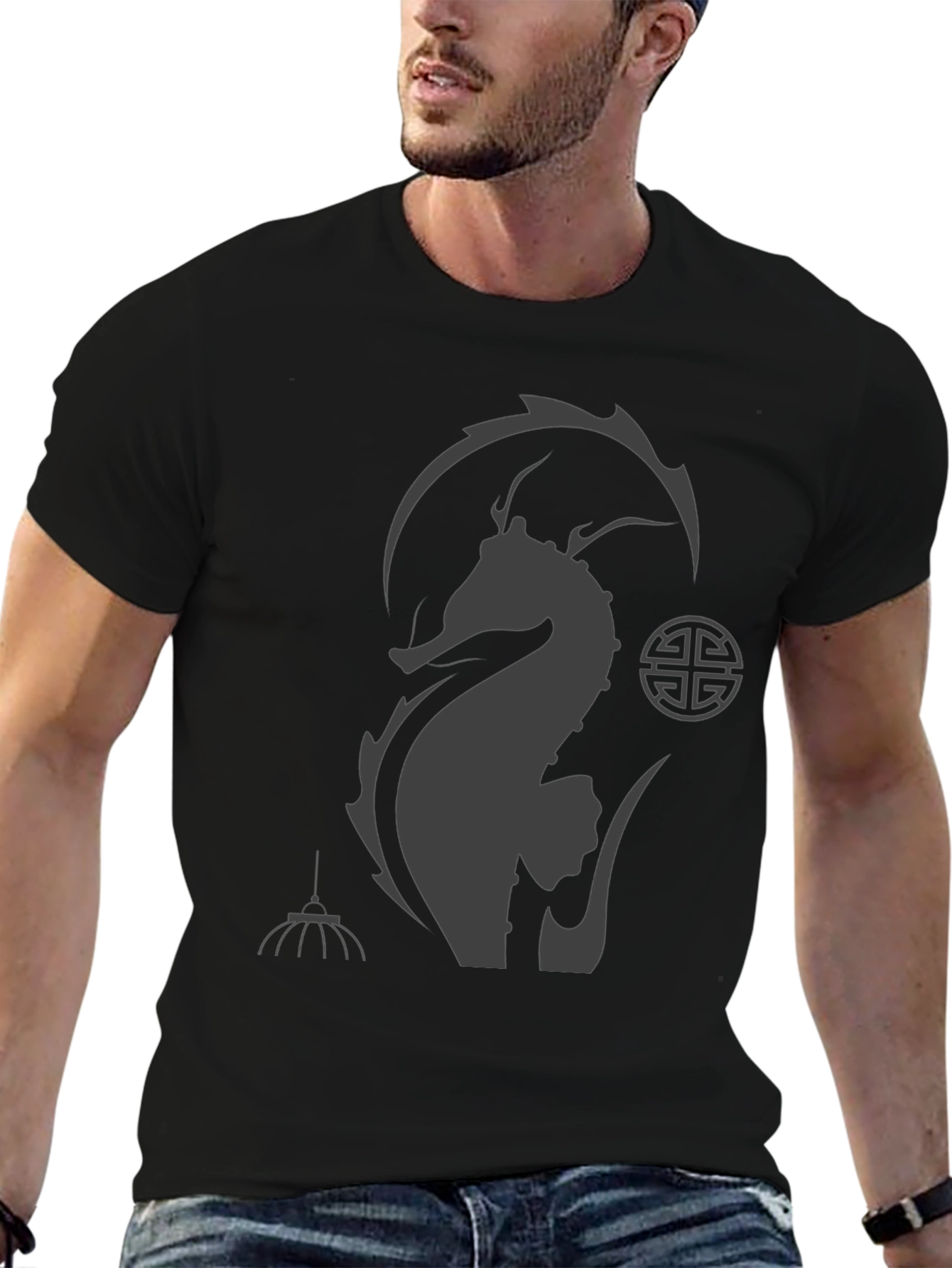 Black Seahorse Graphic Tee