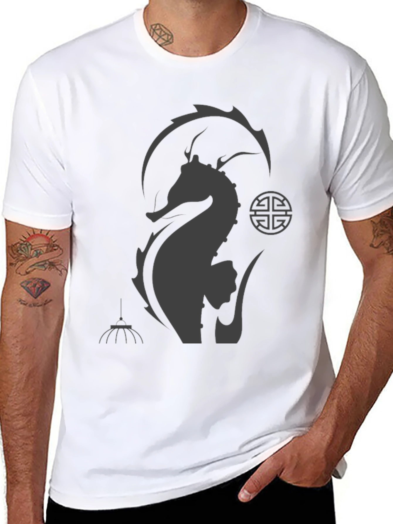Black Seahorse Graphic Tee
