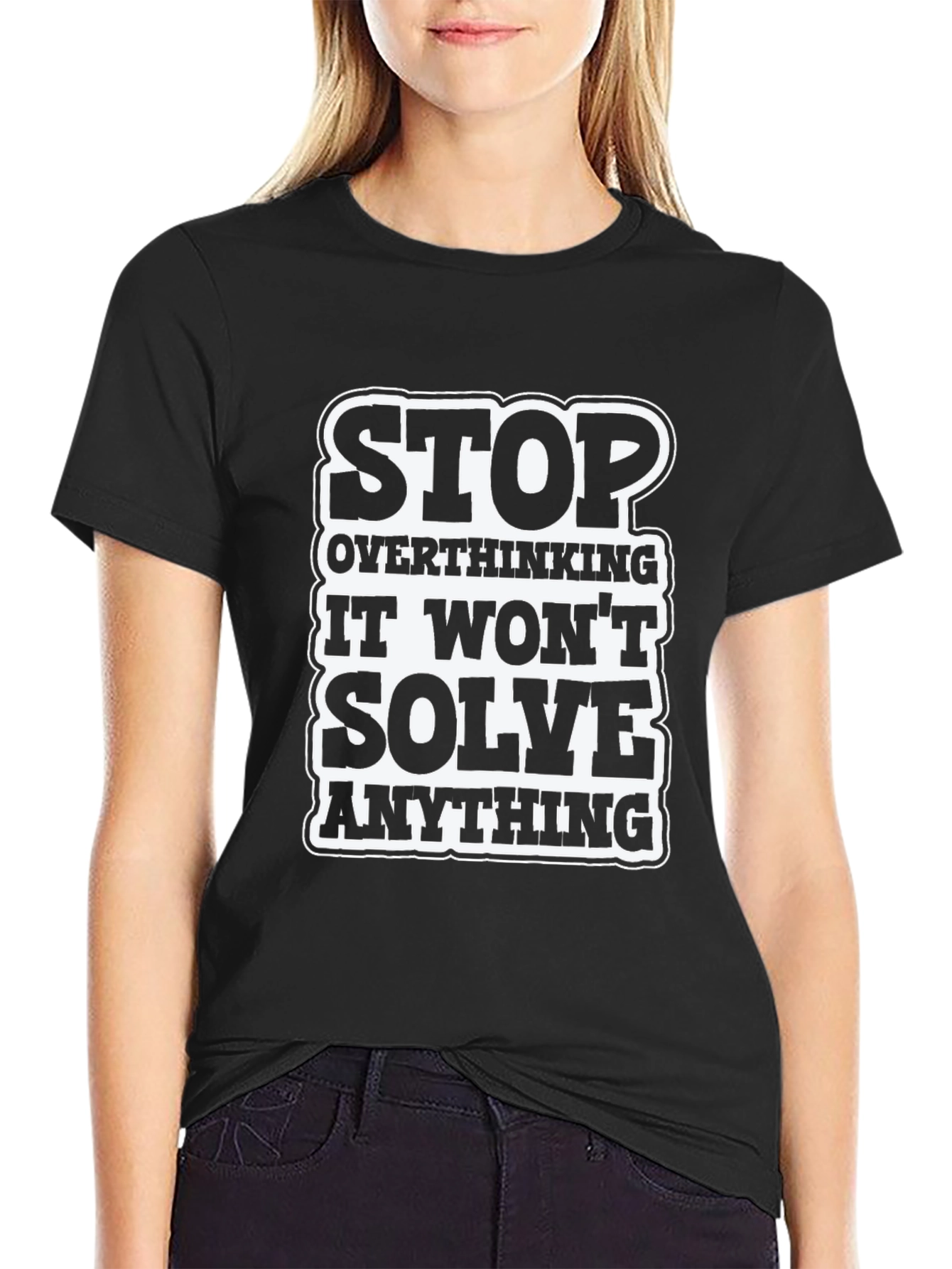 Stop Overthinking Graphic Tee - Black