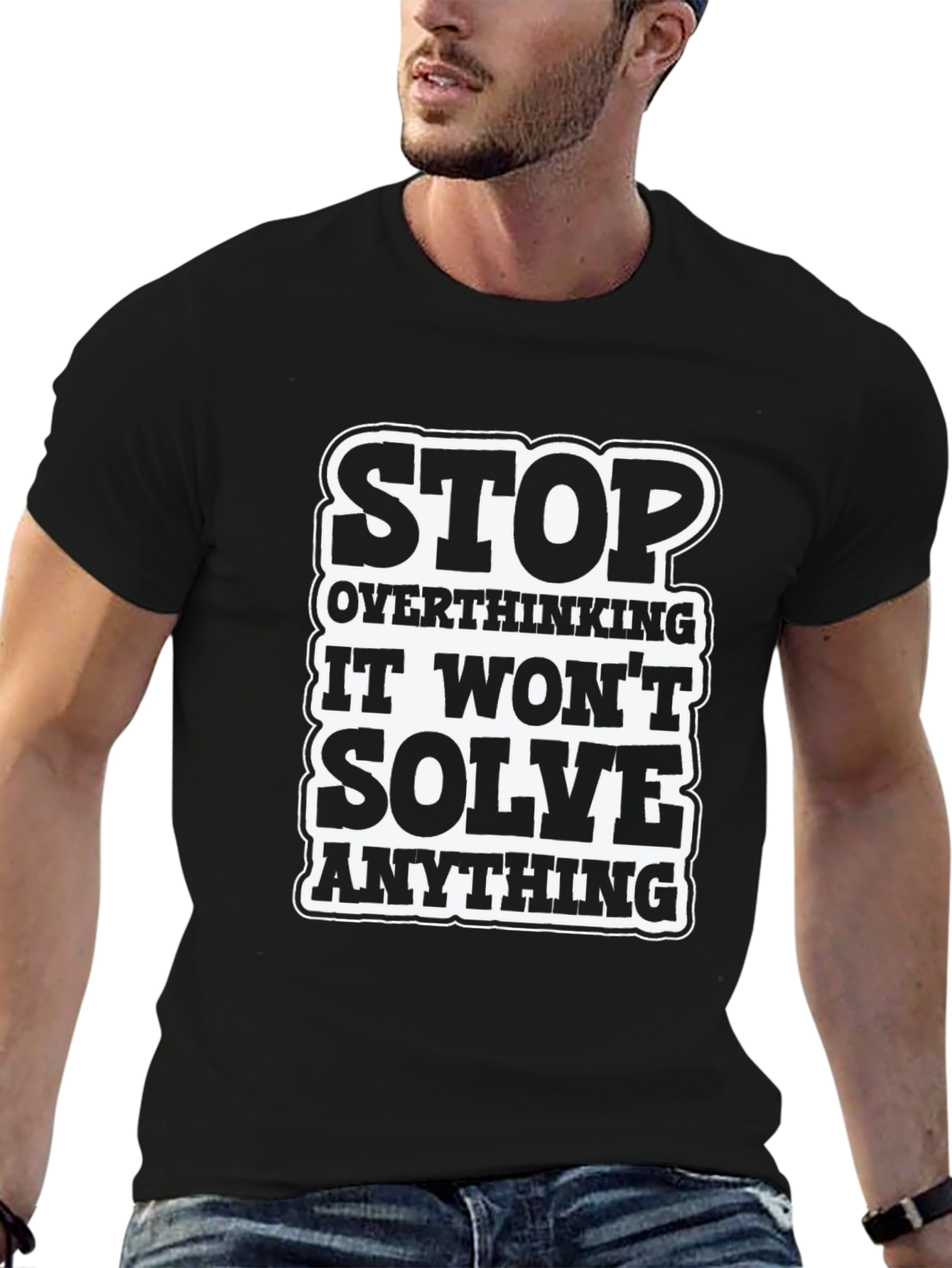 Stop Overthinking Graphic Tee - Black