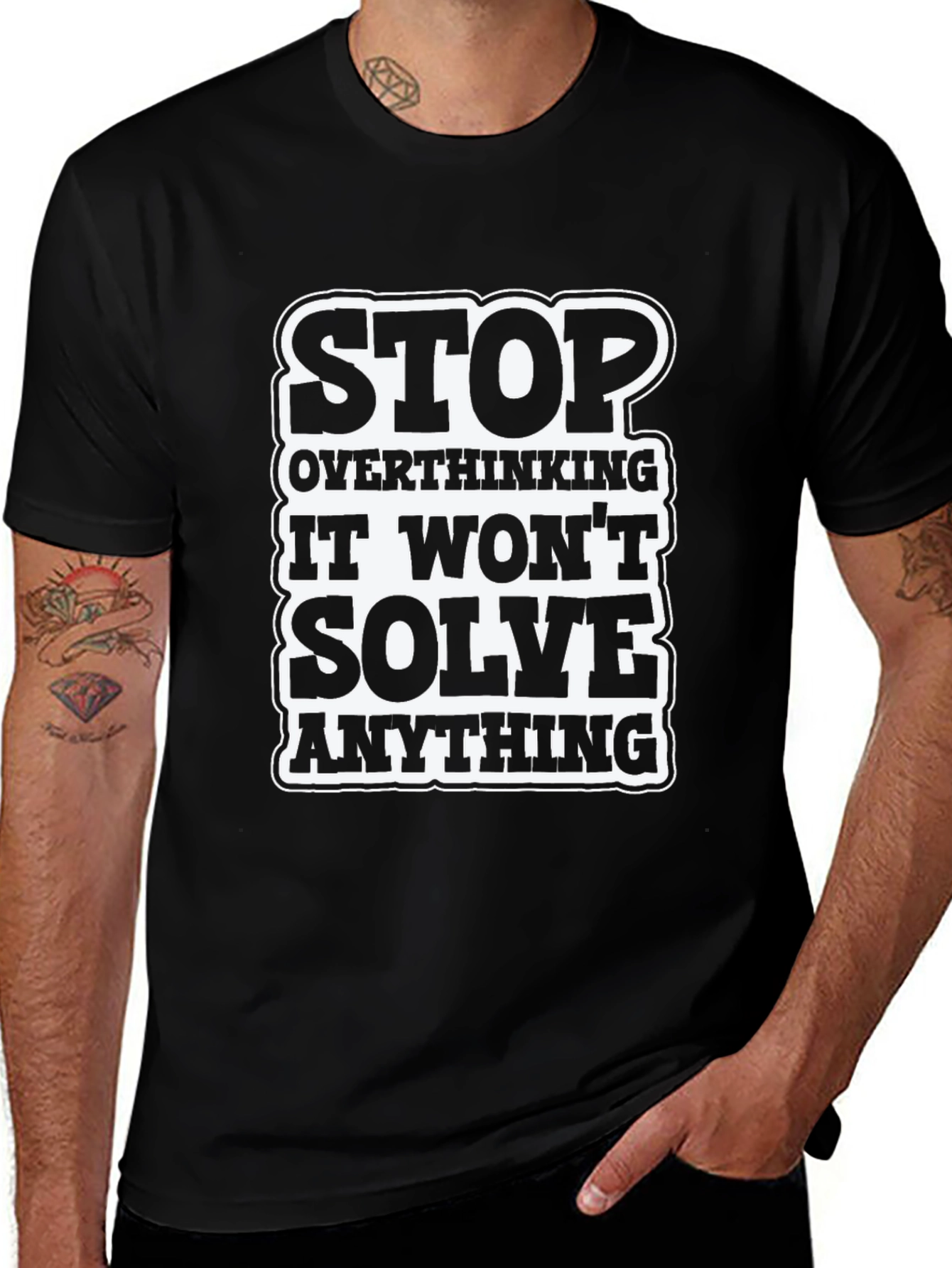 Stop Overthinking Graphic Tee - Black