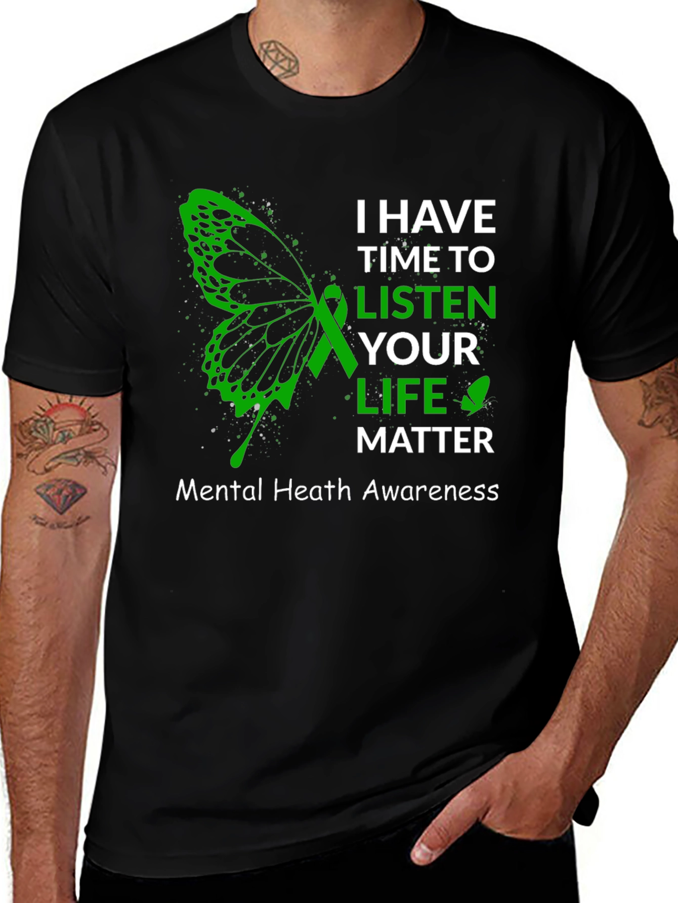 Mental Health Awareness T-Shirt - Butterfly Design
