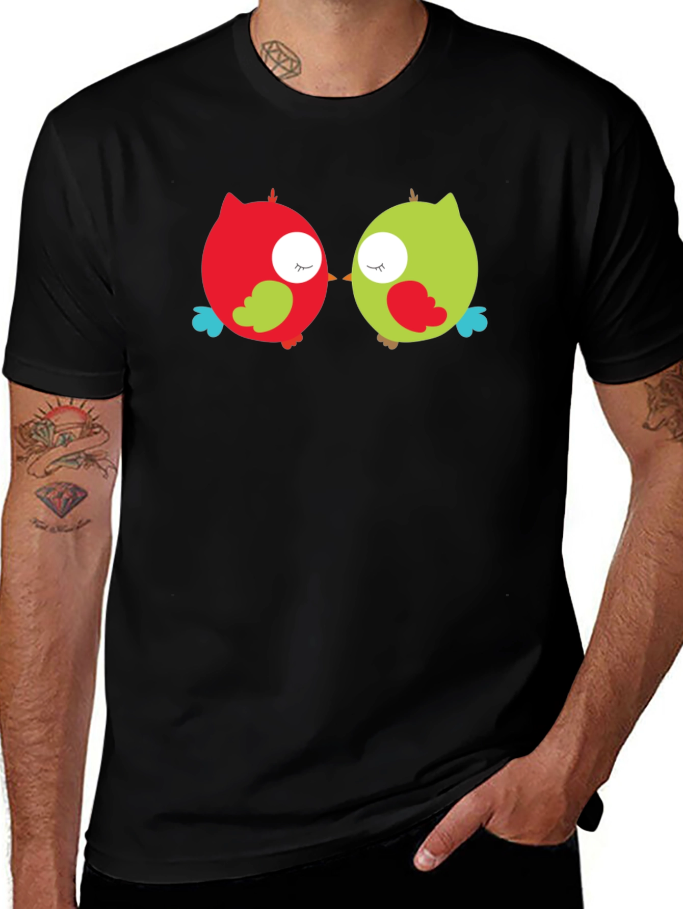 Cute Owls Black T-Shirt - Whimsical Graphic Tee
