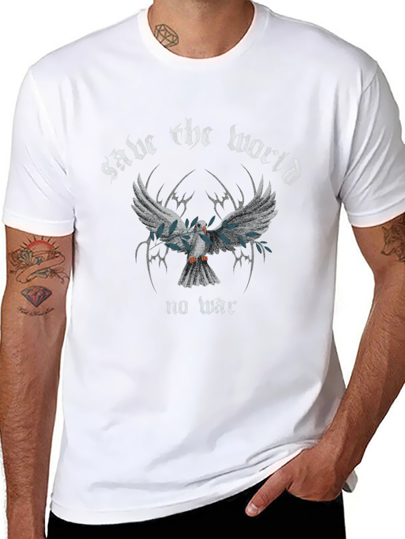 Save the World Dove Graphic Tee - Black
