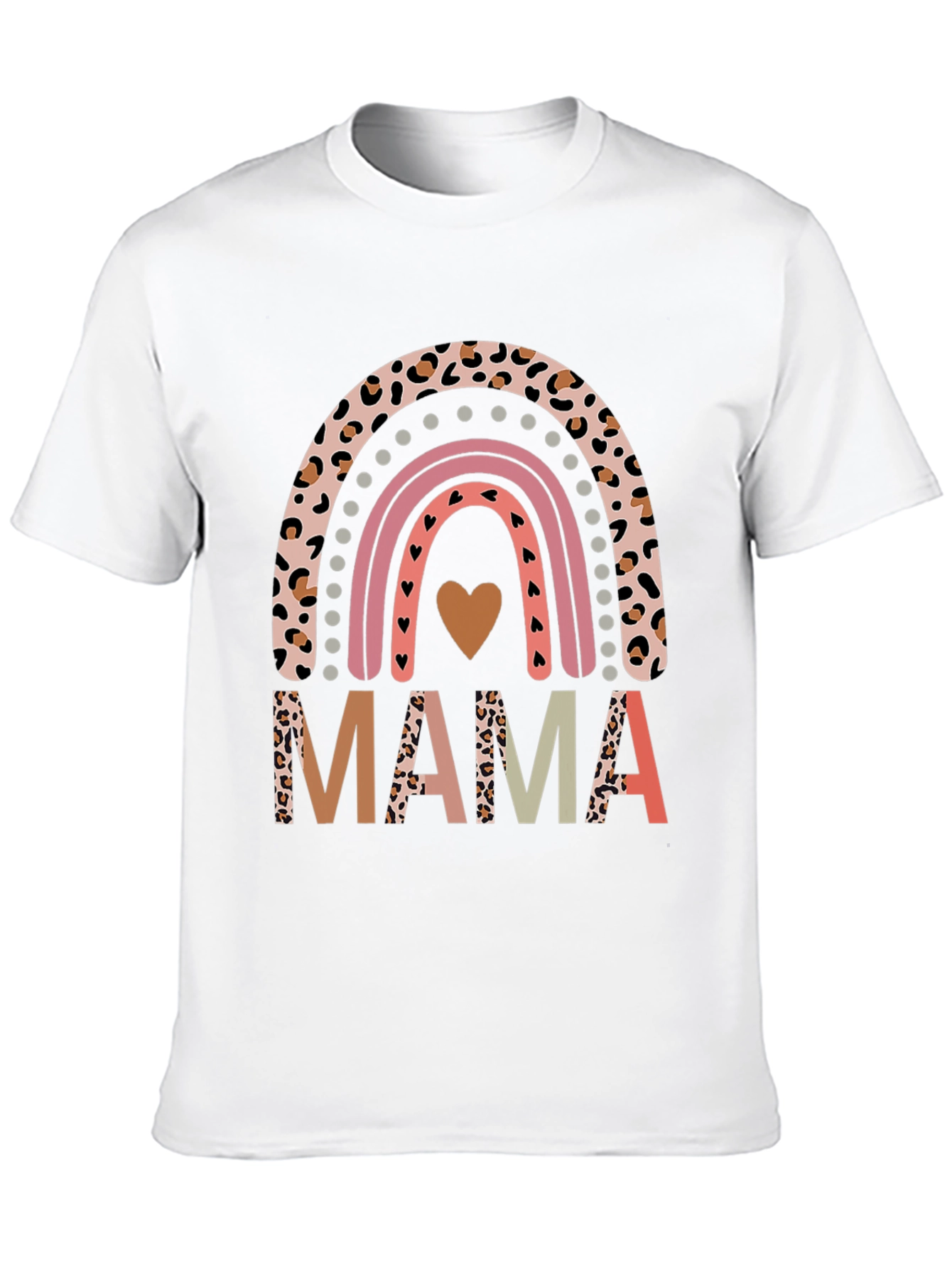 Mama Rainbow Leopard Print Graphic Tee