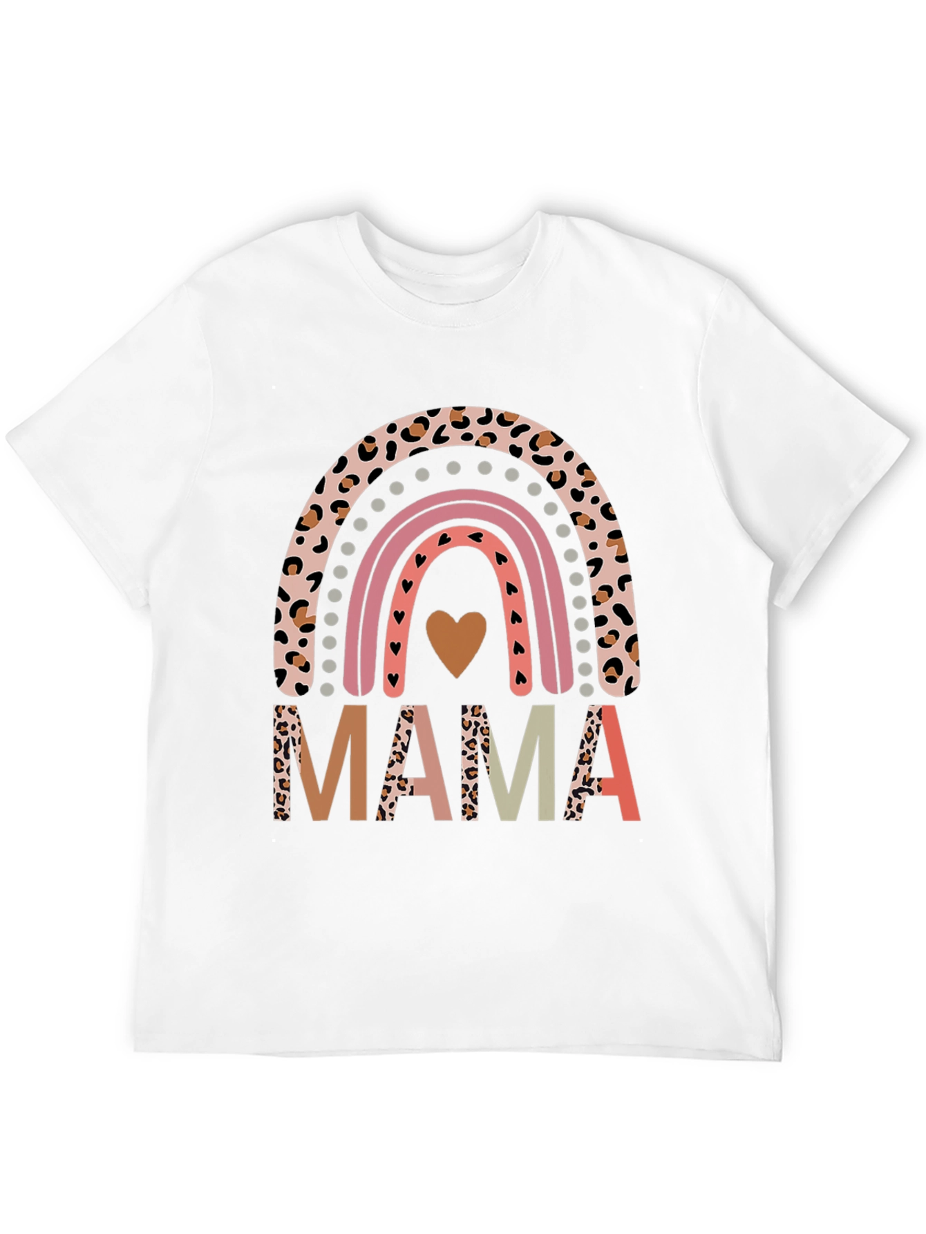 Mama Rainbow Leopard Print Graphic Tee