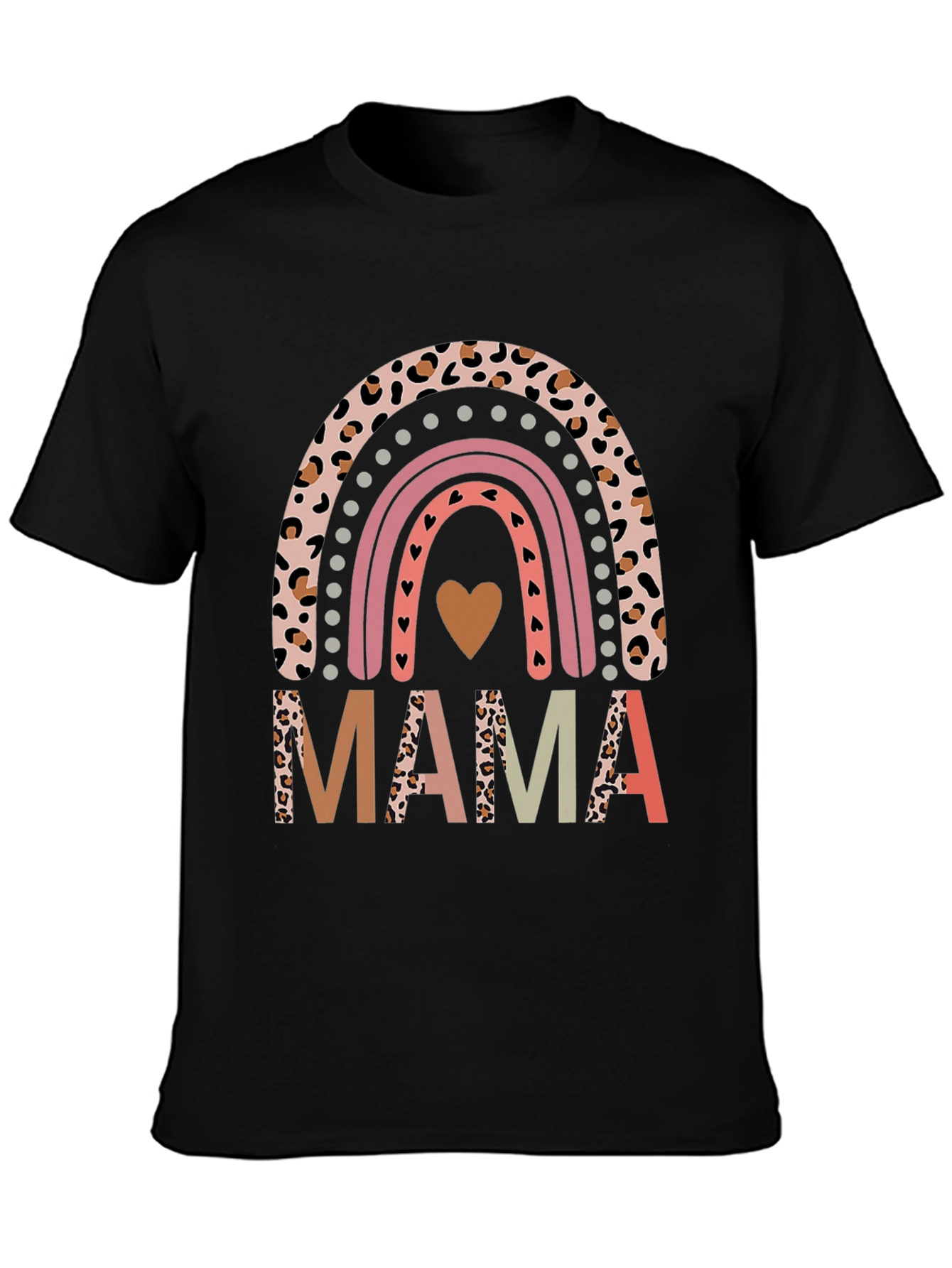 Mama Rainbow Leopard Print Graphic Tee