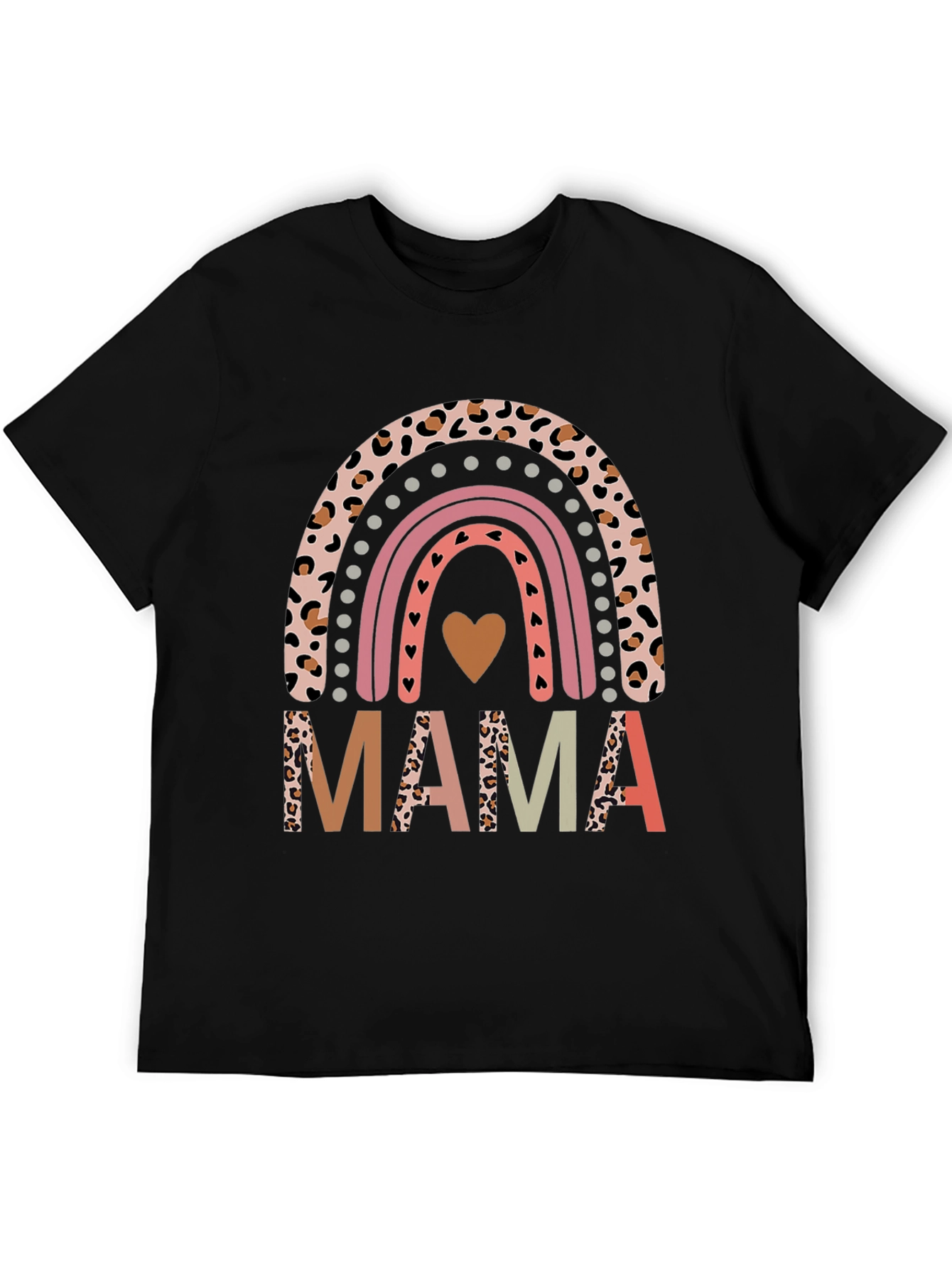 Mama Rainbow Leopard Print Graphic Tee