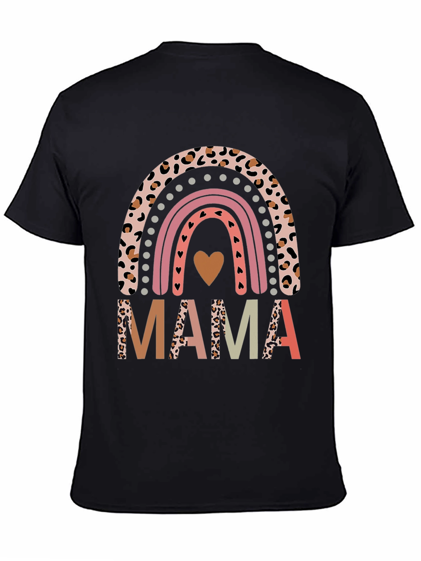 Mama Rainbow Leopard Print Graphic Tee