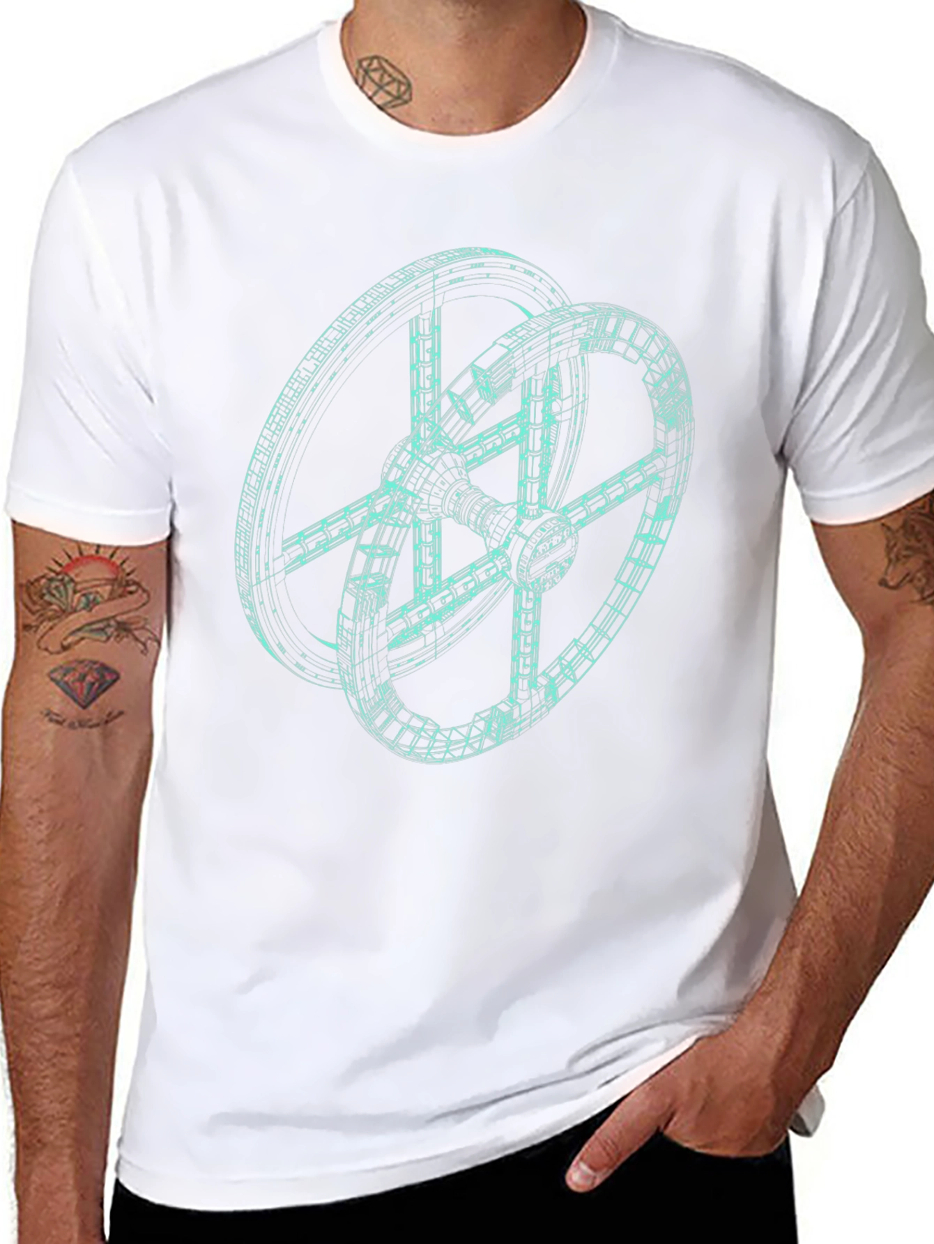 Sci-Fi Station Tee - Modern Futuristic Design