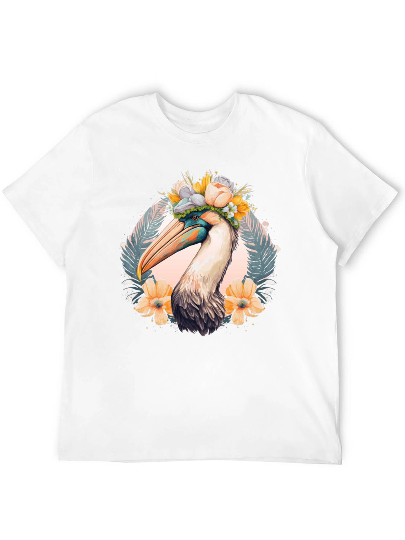 Pelican Floral Crown Black T-Shirt