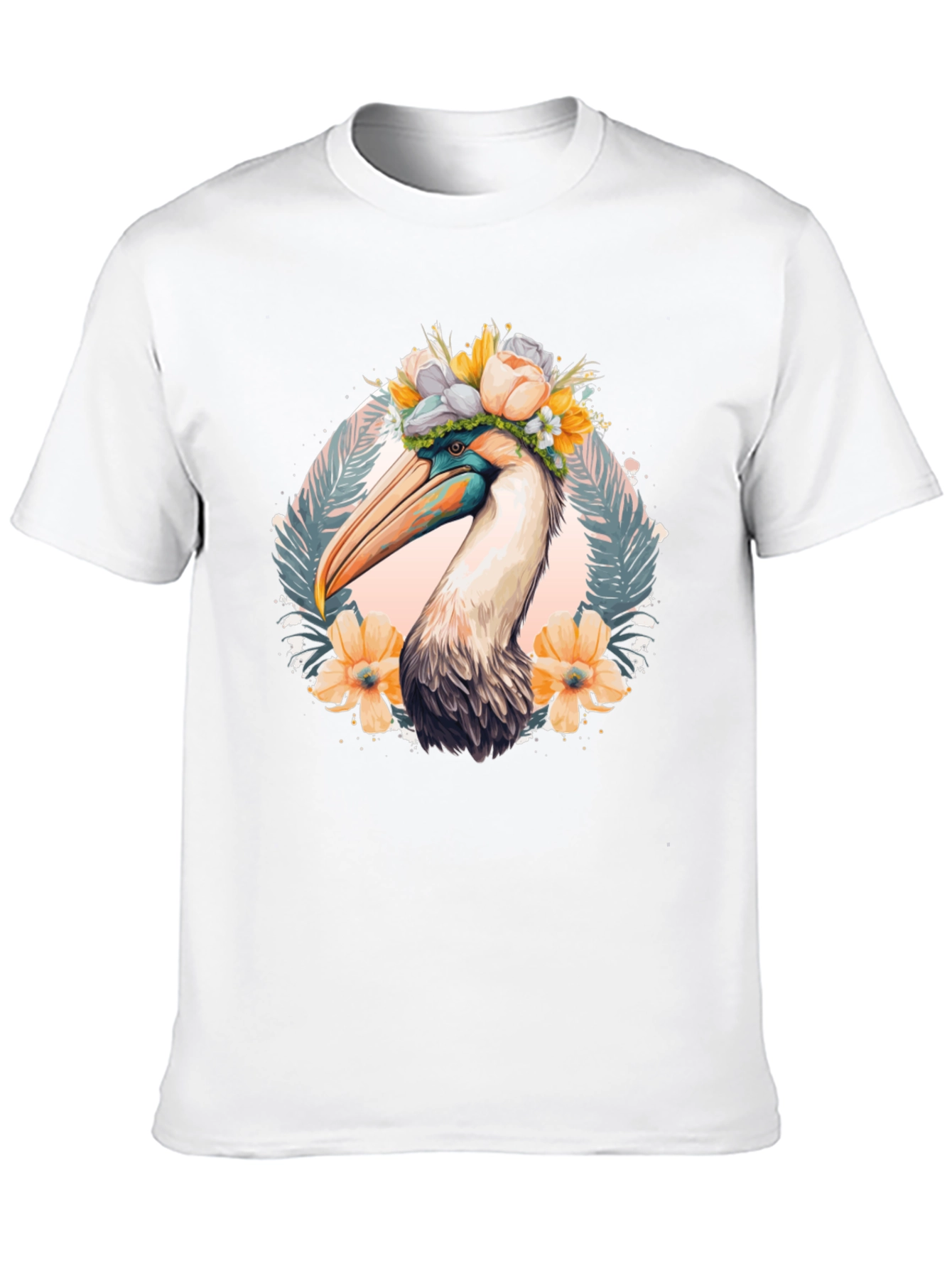 Pelican Floral Crown Black T-Shirt