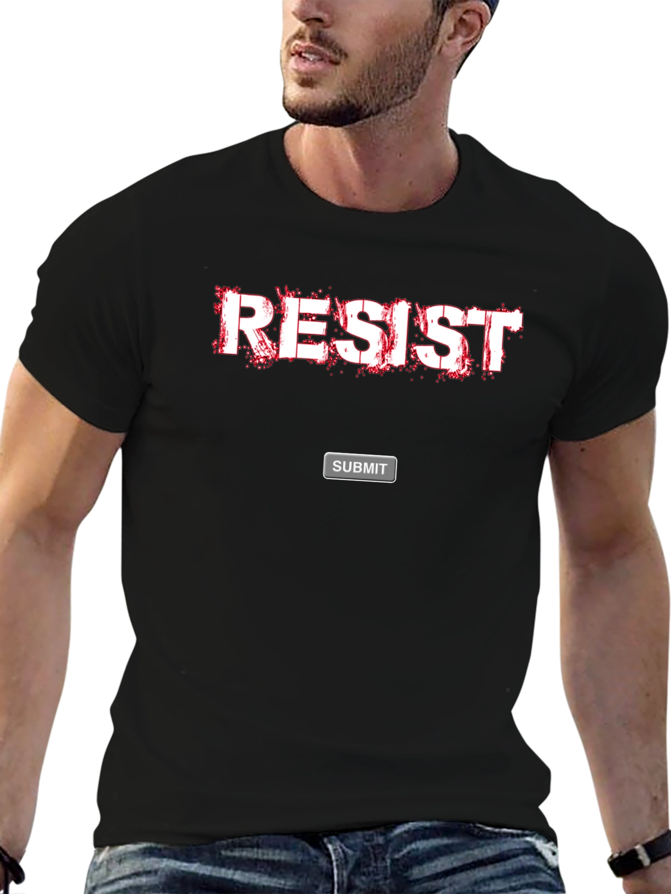 Resist Graphic Print Black T-Shirt