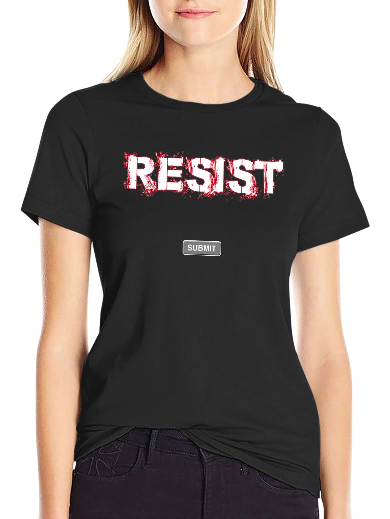 Resist Graphic Print Black T-Shirt