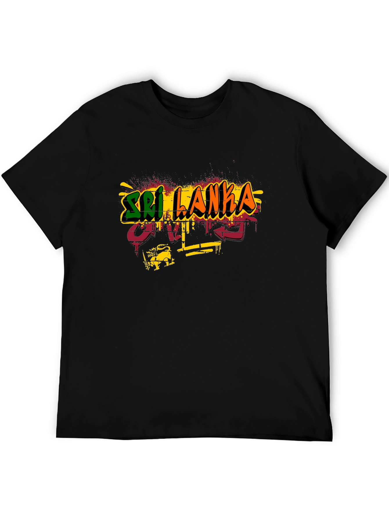 Sri Lanka Graffiti Style T-Shirt - Black Cotton Tee