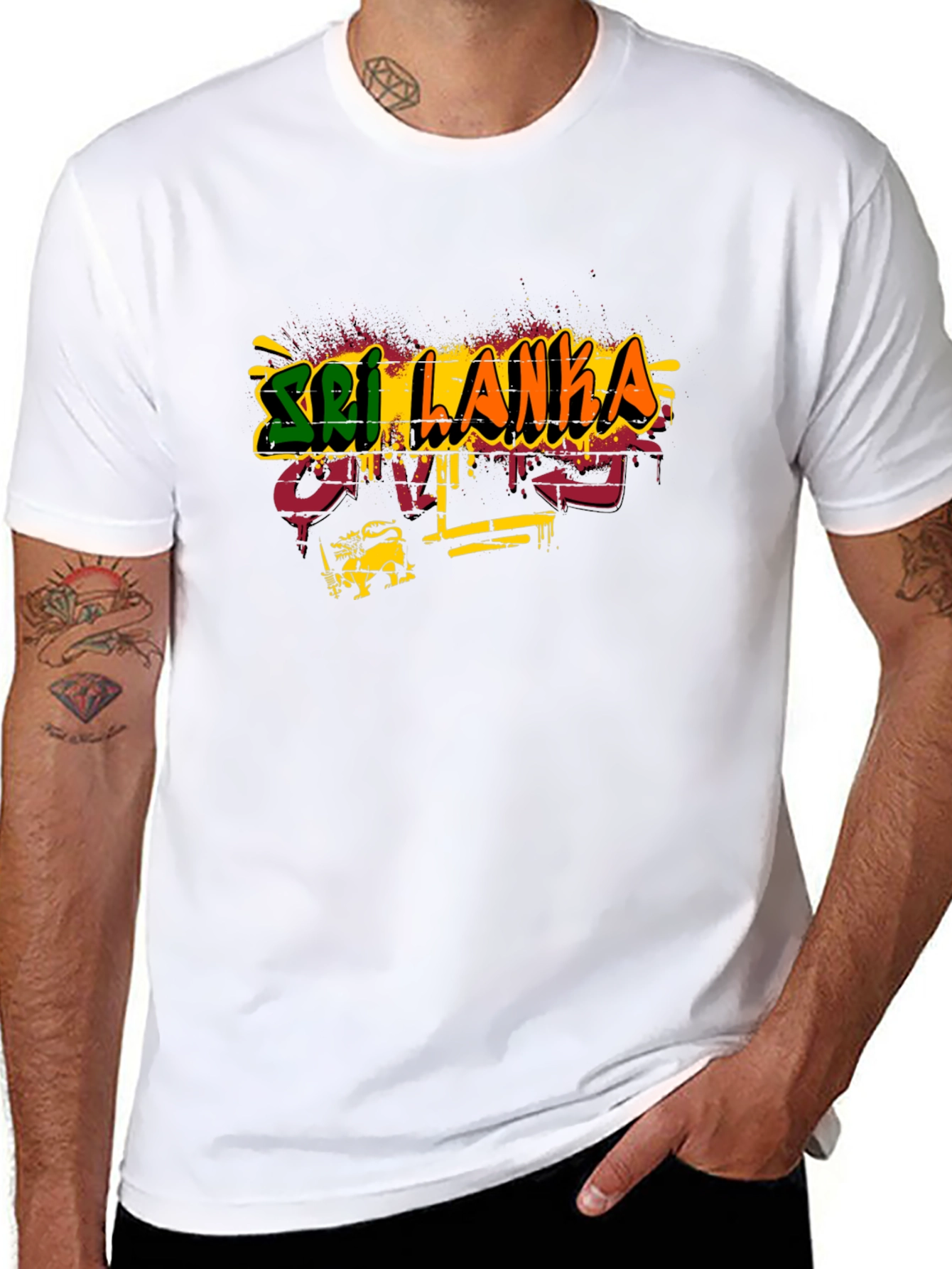Sri Lanka Graffiti Style T-Shirt - Black Cotton Tee