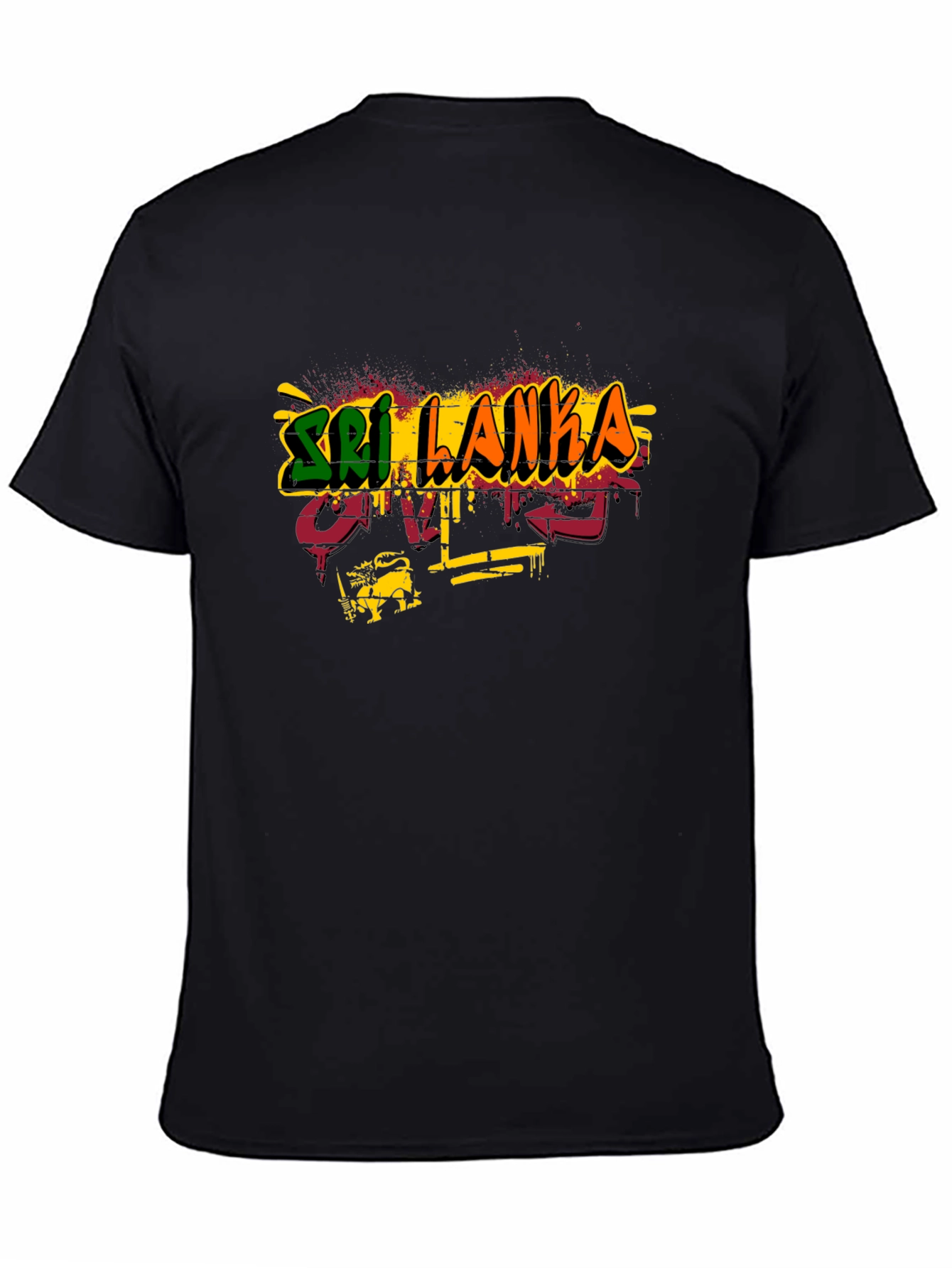 Sri Lanka Graffiti Style T-Shirt - Black Cotton Tee