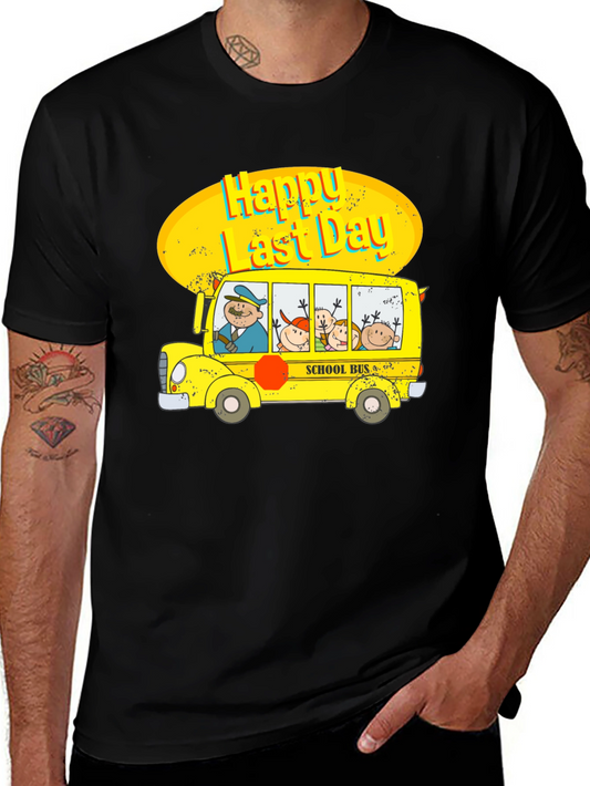 Happy Last Day of School T-Shirt - School Bus Graphic Tee