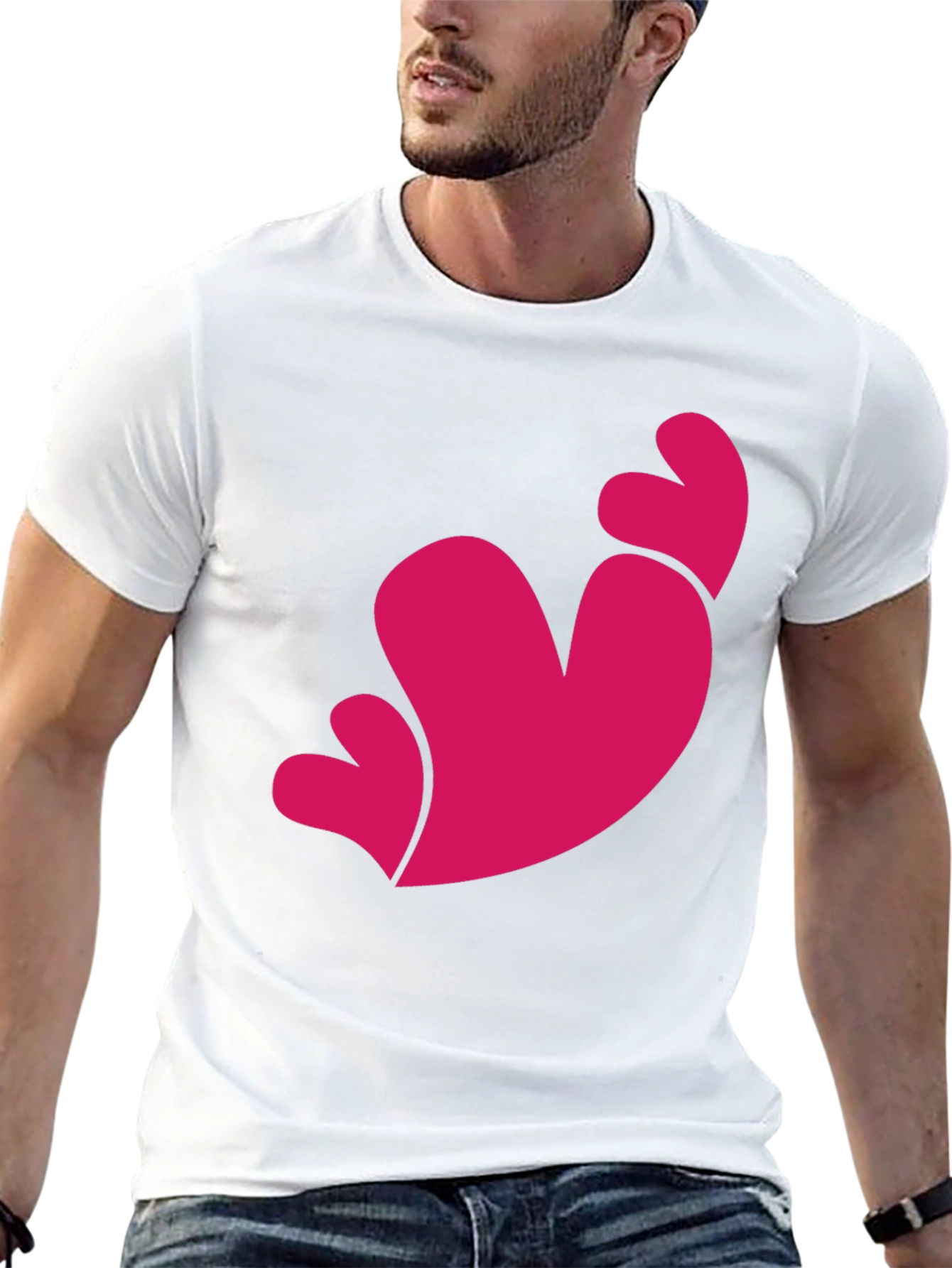 Heart Trio Graphic Tee - Black Casual T-Shirt