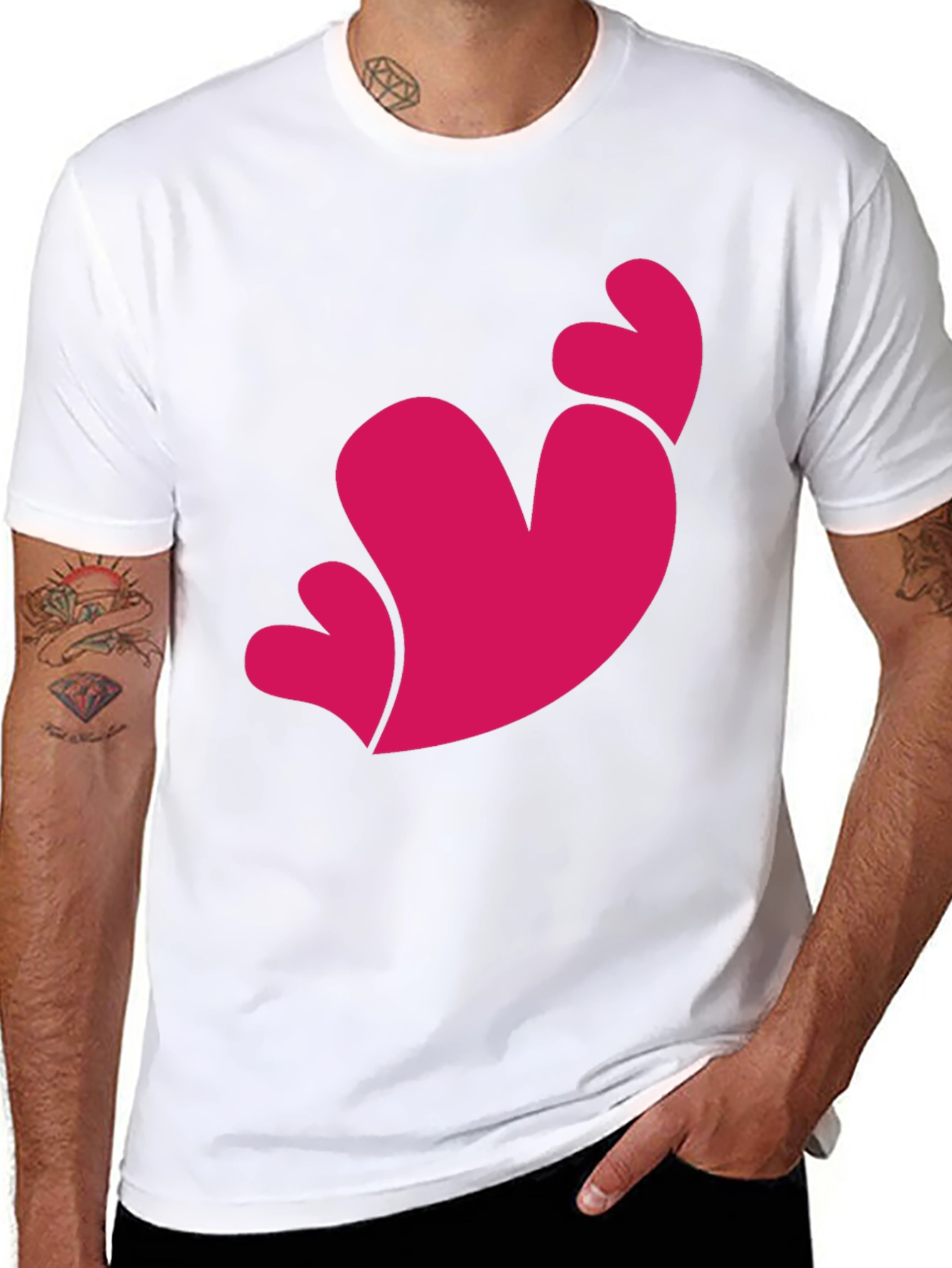 Heart Trio Graphic Tee - Black Casual T-Shirt