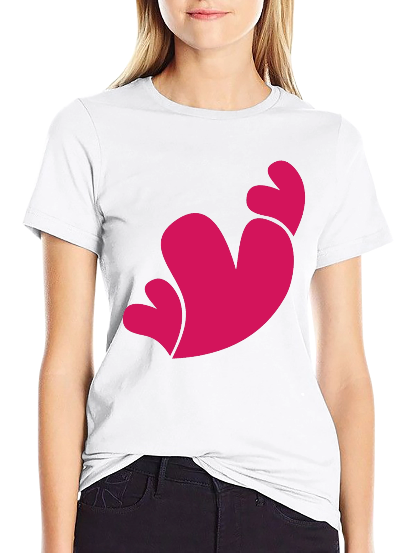 Heart Trio Graphic Tee - Black Casual T-Shirt