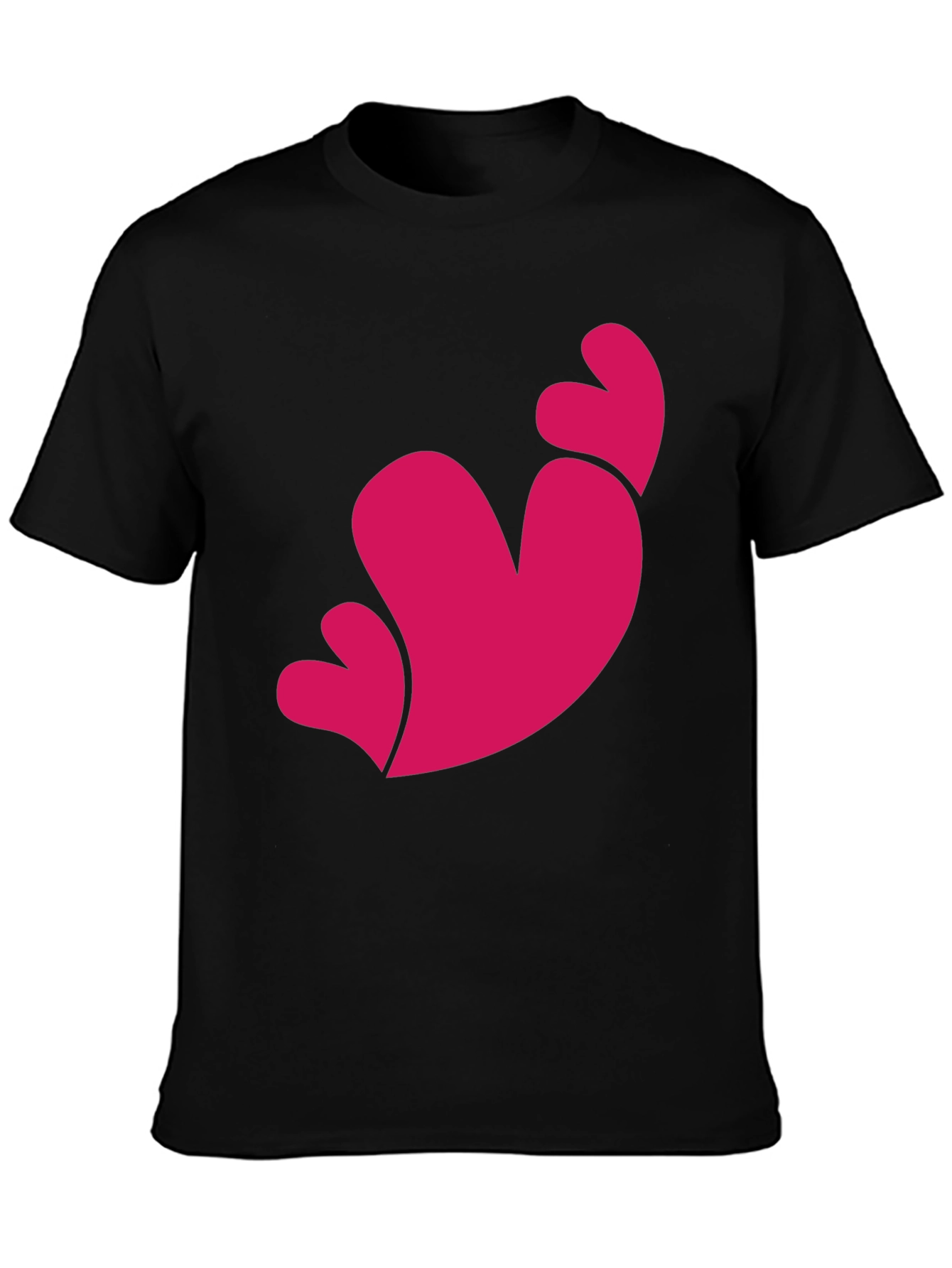 Heart Trio Graphic Tee - Black Casual T-Shirt