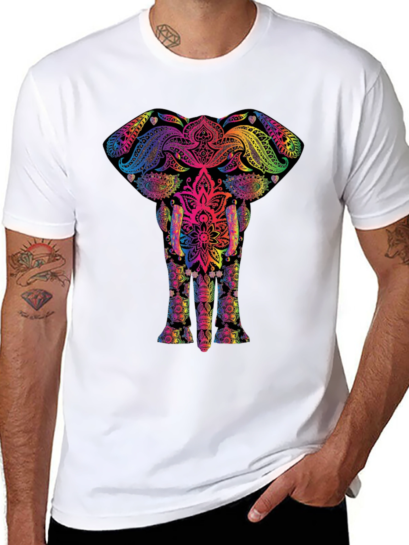 Vibrant Elephant Mandala Graphic Tee