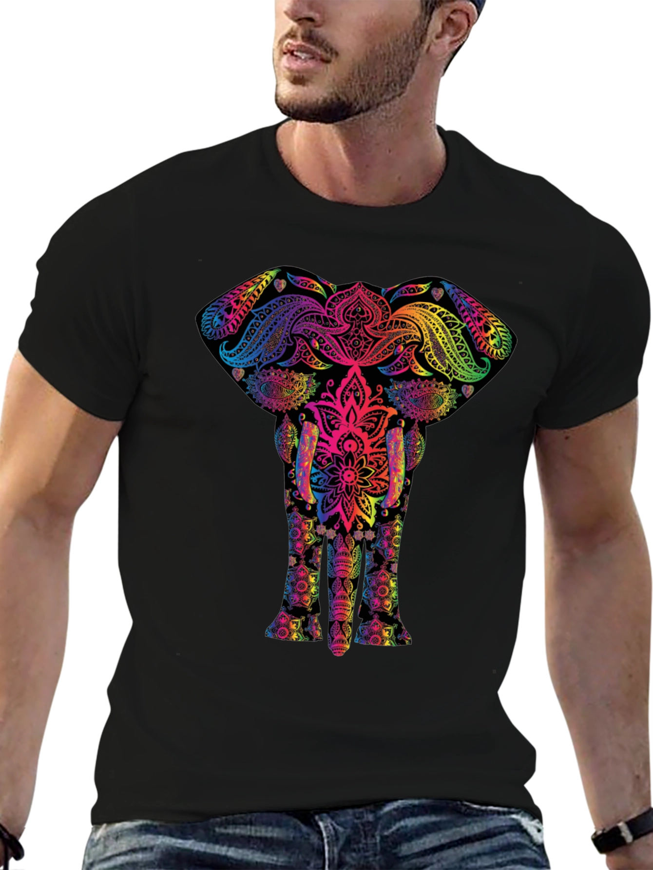 Vibrant Elephant Mandala Graphic Tee