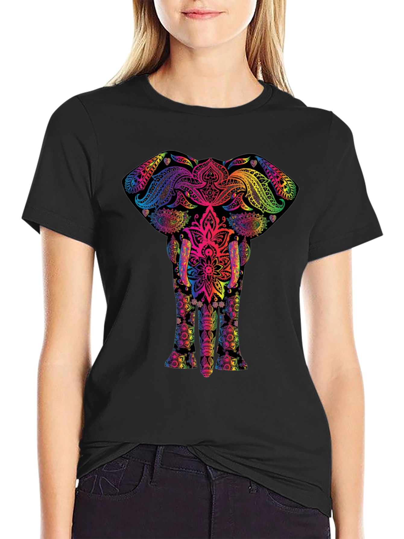 Vibrant Elephant Mandala Graphic Tee