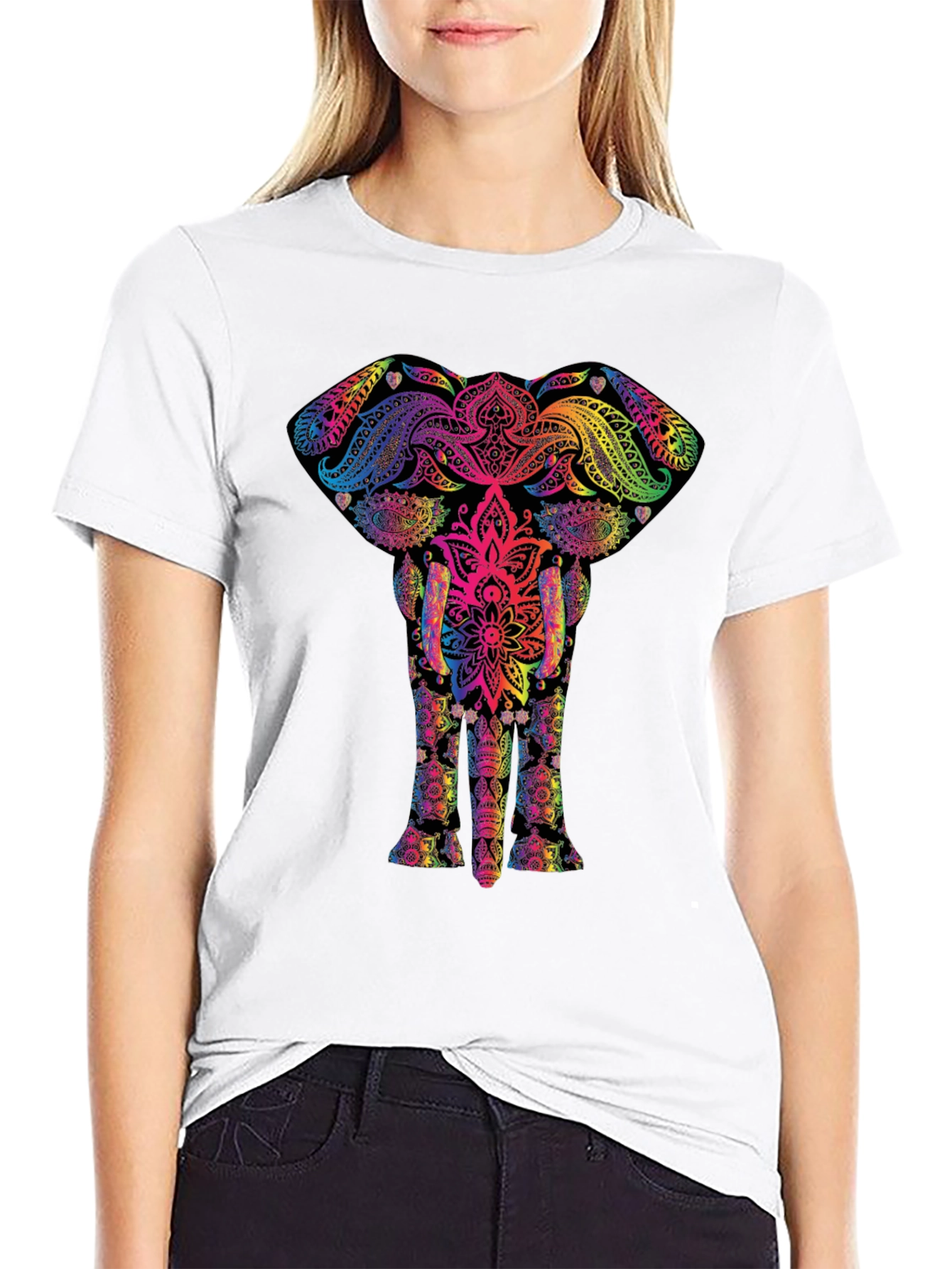 Vibrant Elephant Mandala Graphic Tee