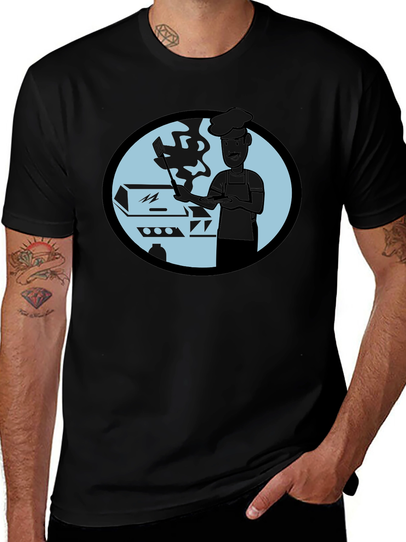 BBQ Chef Graphic T-Shirt - Black Cotton Tee